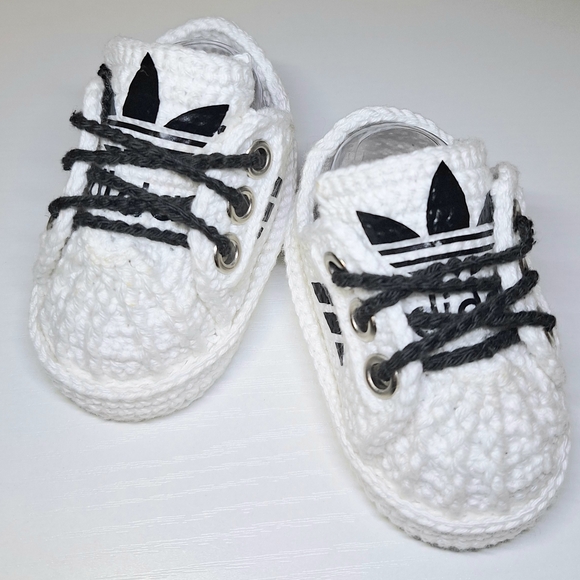 adidas Other - Adidas Infant White Knit Shoes with Black Accents